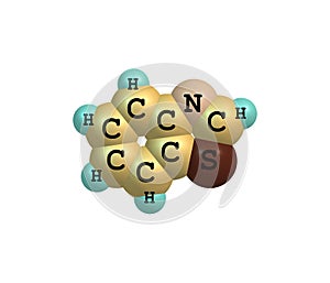 Benzothiazole molecule isolated on white photo