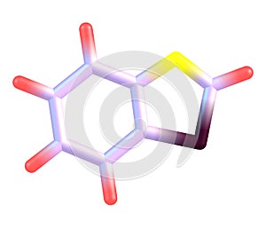 Benzothiazole molecule on white photo