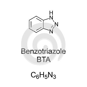 Benzotriazole, BTA, corrosion inhibitor, chemical formula and structure photo