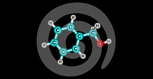 Benzyl alcohol molecular structure isolated on black