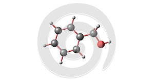 Benzyl alcohol molecular structure isolated on white