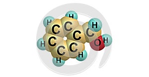 Benzyl alcohol molecular structure isolated on white