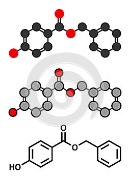 Benzyl paraben preservative molecule photo