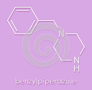 Benzylpiperazine BZP recreational drug molecule. Skeletal formula.