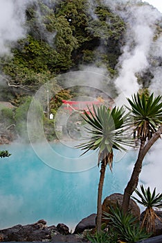 Beppu Onsen, Kyushu, Japan. Jigoku Meguri Hells Tour blue hot springs