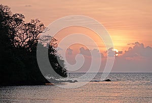 Beqa island soft orange sunset, Fiji