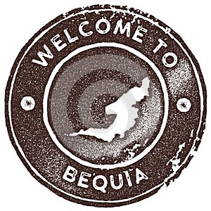 Bequia map vintage stamp.