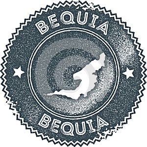 Bequia map vintage stamp.