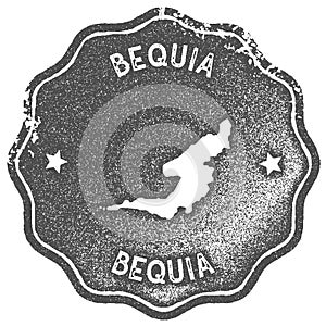 Bequia map vintage stamp.