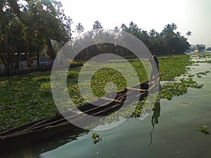 A canoe on backwaters