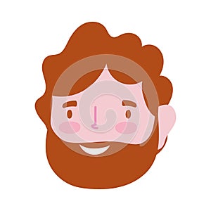 Beraded man cartoon character face isolated icon