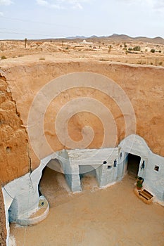 Berber house - troglodyte, in Sahara desert