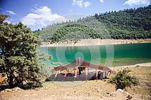 Berber tent by the lake, near Aguelmame, Morocco