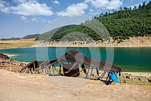 Berber tent by the lake, near Aguelmame, Morocco