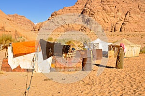 Berber tent in the Wadi Rum desert photo