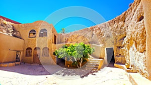 Berber underground dwellings. Troglodyte house. Matmata, Tunisia, North Africa