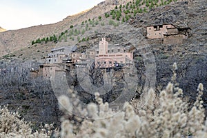 Berber village located high in Atlas mountains, Morocco