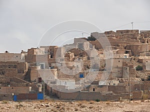 The Berber village of Tamezret Gabes province in the hot desert of North Africa in Tunisia