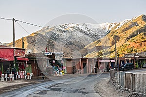 Berber village in Tizi n'Tichka Atlas mountain pass road, Morocco