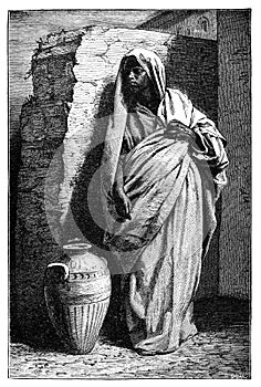 Berber Woman. History and Culture of North Africa. Antique Vintage Illustration. 19th Century.