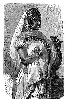 Berber Woman From Kabylia. Northern Algeria Today.History and Culture of North Africa. Antique Vintage Illustration