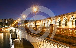 The Bercy bridge at night, Paris, France