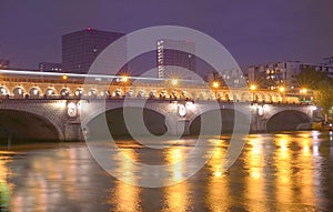 The Bercy bridge at night, Paris, France