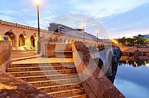 The Bercy bridge at night, Paris, France