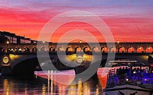 The Bercy bridge at sunset, Paris, France