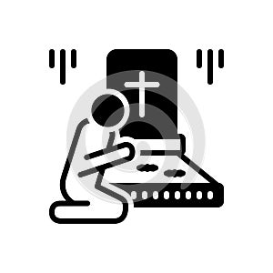 Black solid icon for Bereaved, graveyard and funeral photo