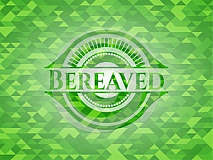 Bereaved realistic green mosaic emblem. Vector Illustration. Detailed