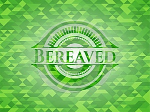 Bereaved realistic green mosaic emblem. Vector Illustration. Detailed photo