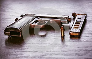 Beretta pistol with bullet magazine