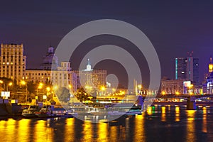 Berezhkovskaya embankment in summer night