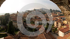 Bergamo high town seen from the tower of the Campanone