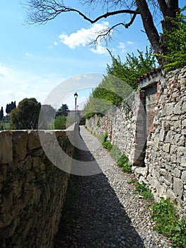 Bergamo, Italy. The ancient stone stairs that lead from the low city to the old one photo