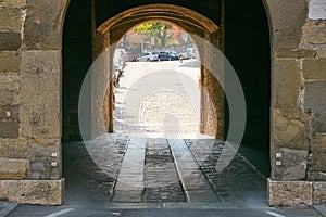 Bergamo, Italy - August 18, 2017: Patio of the old apartment building.