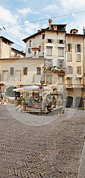 Bergamo, Italy - August 18, 2017: One of the beautiful city in Italy. The old and historical buildings at the upper town