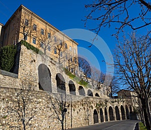 Bergamo, Italy. The Old city. One of the beautiful city in Italy. The old and historical buildings at the upper town