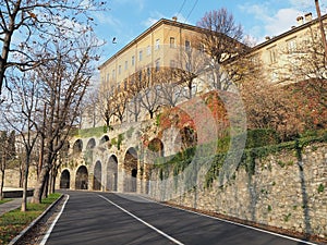 Bergamo, Italy. The Old city. One of the beautiful city in Italy. The old and historical buildings at the upper town