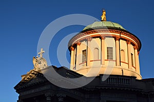 BERGAMO, ITALY: view of church Chiesa Prepositurale di Santa Maria Immacolata delle Grazie  with bell tower photo