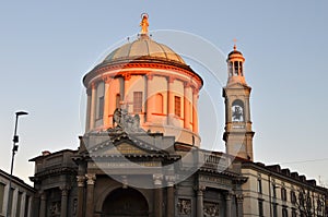 BERGAMO, ITALY: view of church Chiesa Prepositurale di Santa Maria Immacolata delle Grazie  with bell tower photo