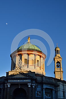 BERGAMO, ITALY: view of church Chiesa Prepositurale di Santa Maria Immacolata delle Grazie  with bell tower photo