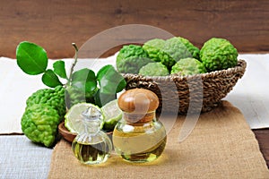 Bergamot with aromatic spa of bottles essential oil