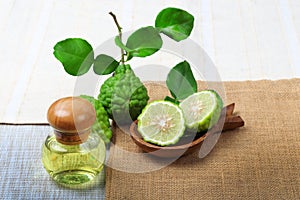 Bergamot with aromatic spa of bottles essential oil