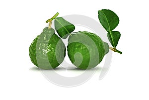 Bergamot fruit, Kaffir Lime isolated on white