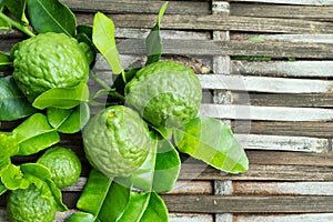 Bergamot fruit with leaf photo