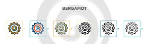 Bergamot vector icon in 6 different modern styles. Black, two colored bergamot icons designed in filled, outline, line and stroke