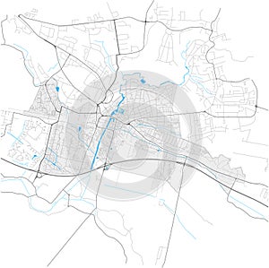 Bergedorf, Hamburg, Deutschland high detail vector map