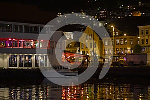 Bergen city in Norway at night